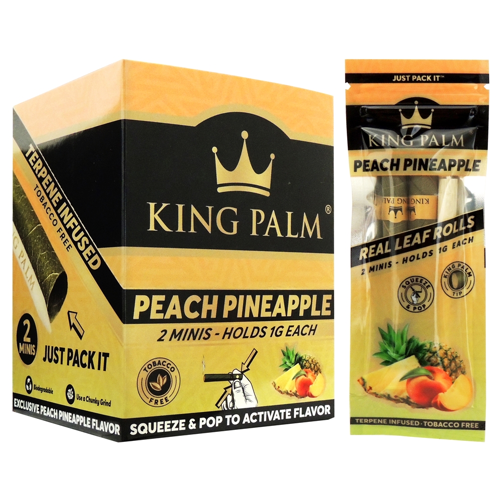 KING PALM 2 MINIS ROLL PEACH PINEAPPLE 20CT BOX Empire Smoke Distributors