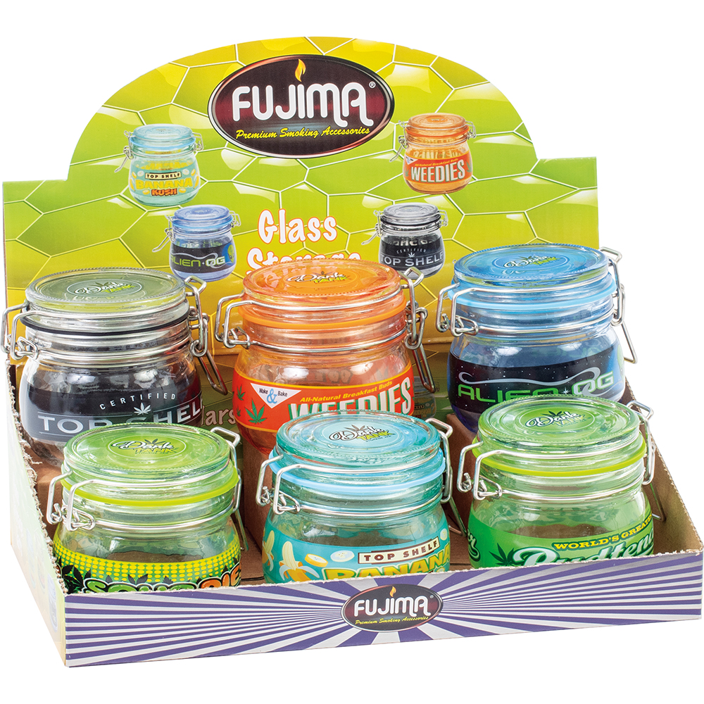 FUJIMA GLASS STORAGE JARS 150ML MIX COLOR 6CT BOX (GSJ5) - Empire Smoke ...