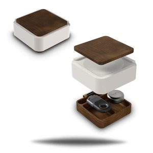 Vessel Ash Walnut & Concrete Ash Tray 3-Piece Box