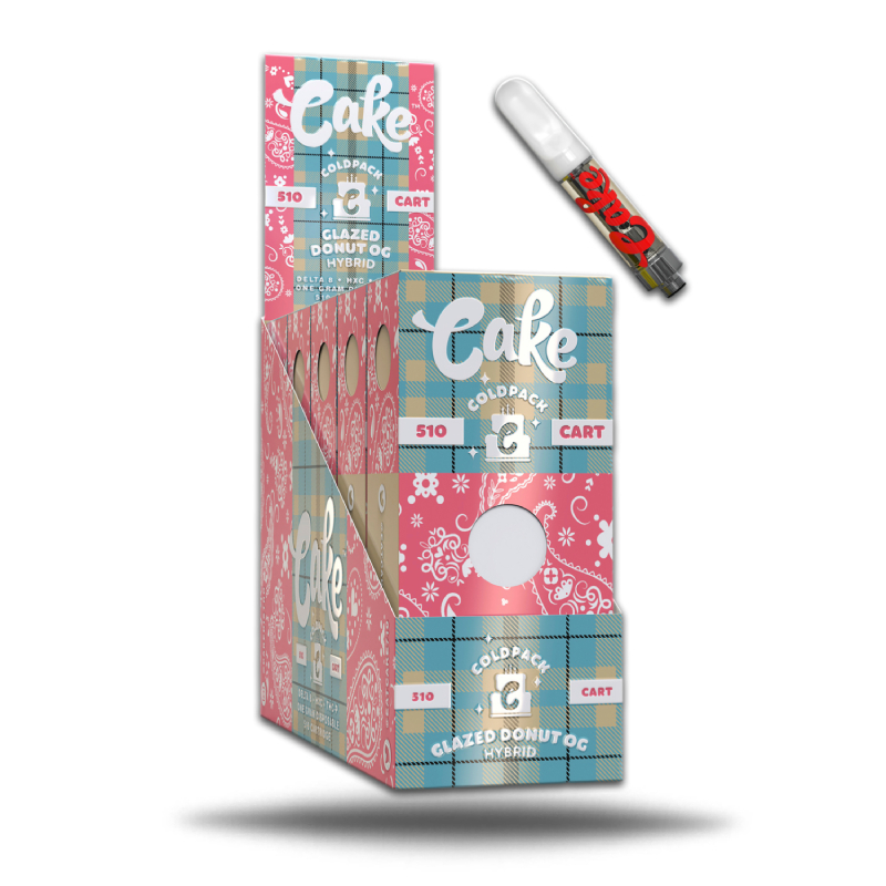 CAKE COLD PACK DELTA 8 HXC THCP 510 CARTRIDGE 1GM GLAZED DONUT OG
