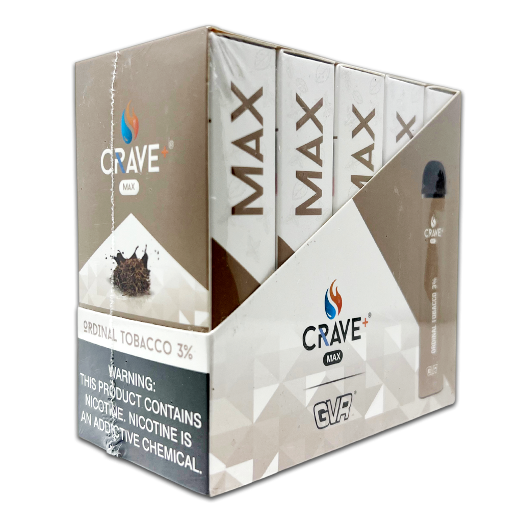 CRAVE PLUS MAX DISPOSABLE 2500PF ORDINAL TOBACCO 3 NIC BOX OF 10
