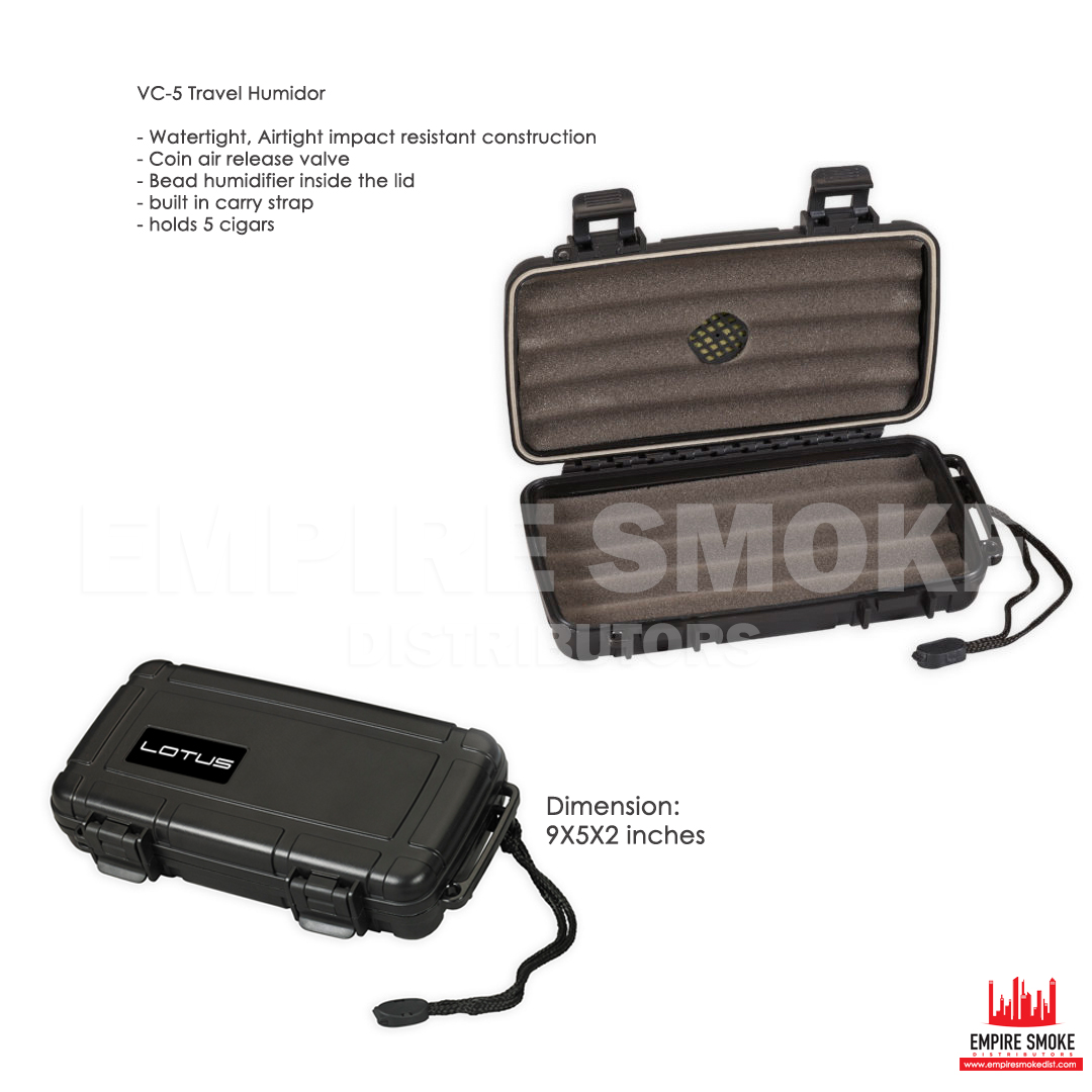 LOTUS HARD TRAVEL HUMIDOR FOR 5CT (VC-05D) – Empire Smoke Distributors