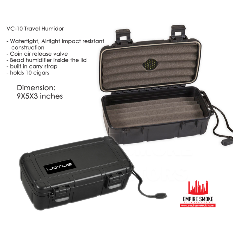 LOTUS HARD TRAVEL HUMIDOR FOR 10CT (VC10D) Empire Smoke Distributors