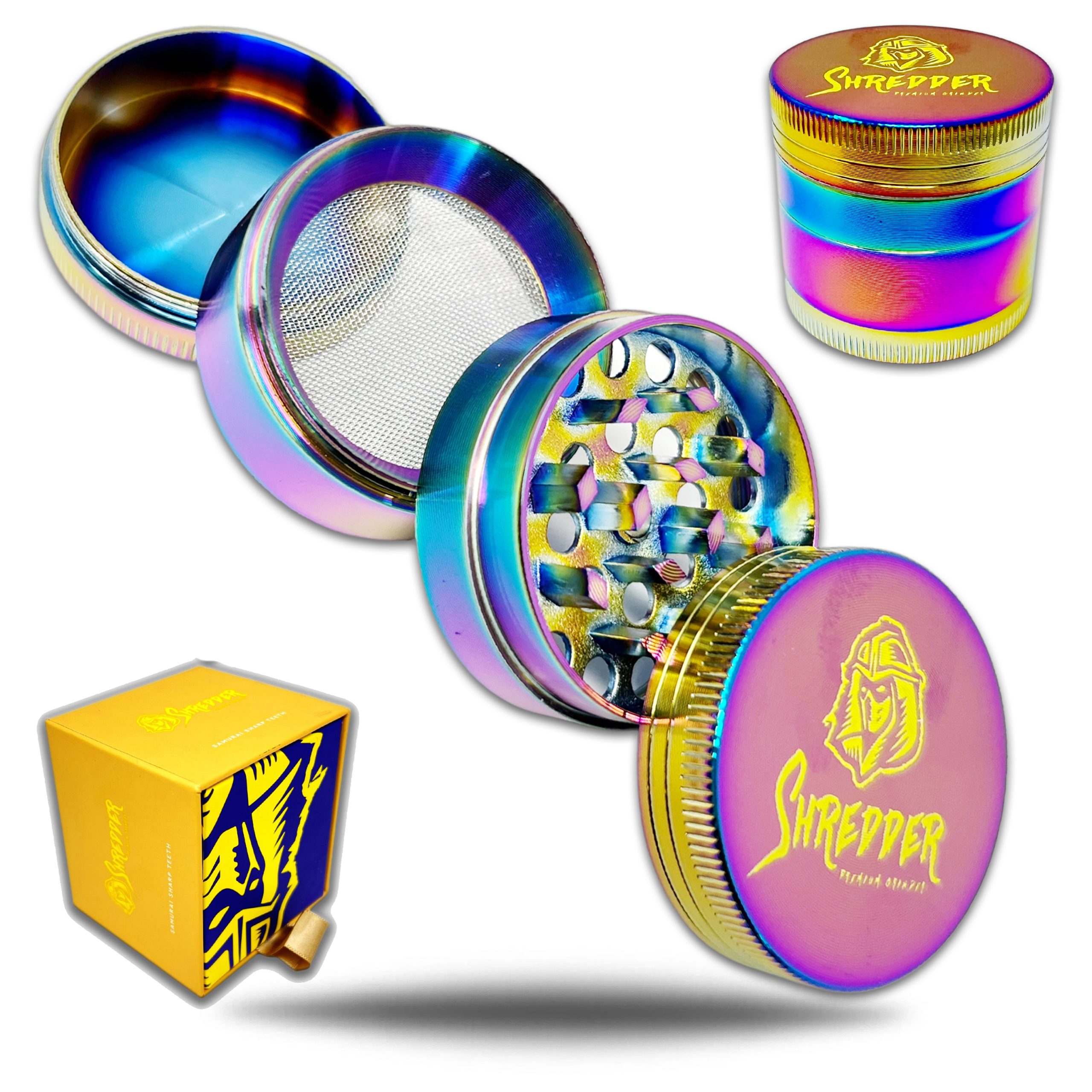 SHREDDER GRINDER 40MM 4 PART RAINBOW – Empire Smoke Distributors