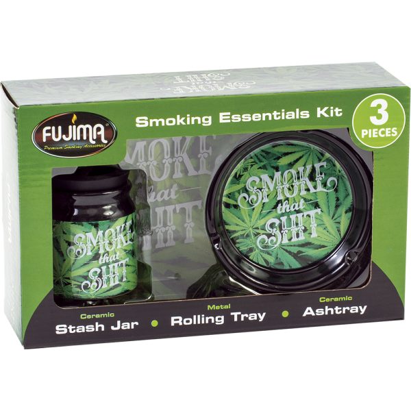 Fujima Smoking Essentials Kit 3 Pieces (Ashtray, Jar and Tray)