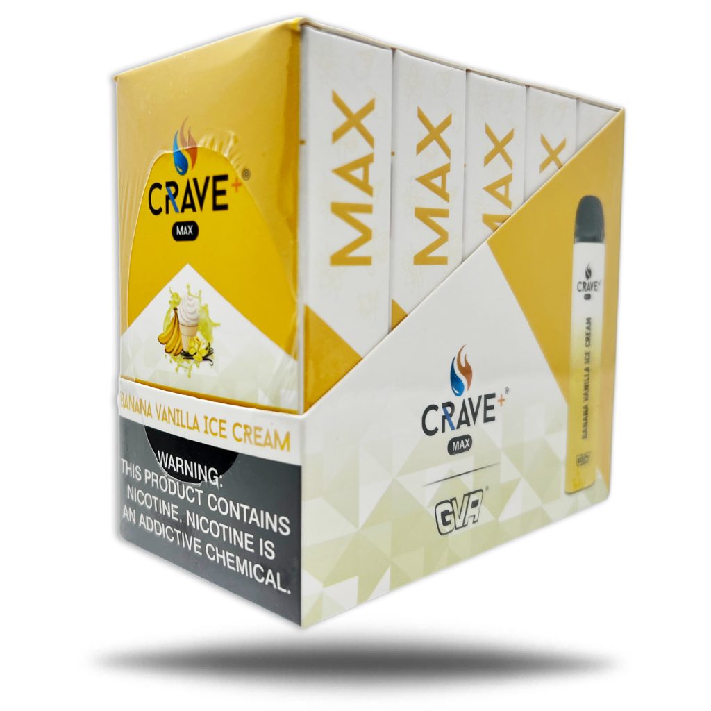 CRAVE PLUS MAX DISPOSABLE 2500PF BANANA VANILLA ICE CREAM 5% NIC -BOX ...