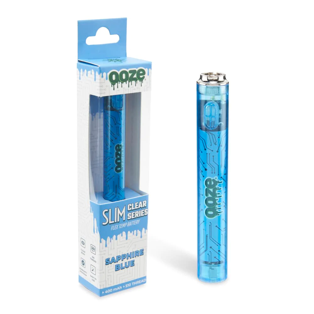 OOZE SLIM CLEAR SERIES VAPE PEN 400MAH SAPPHIRE BLUE Empire Smoke