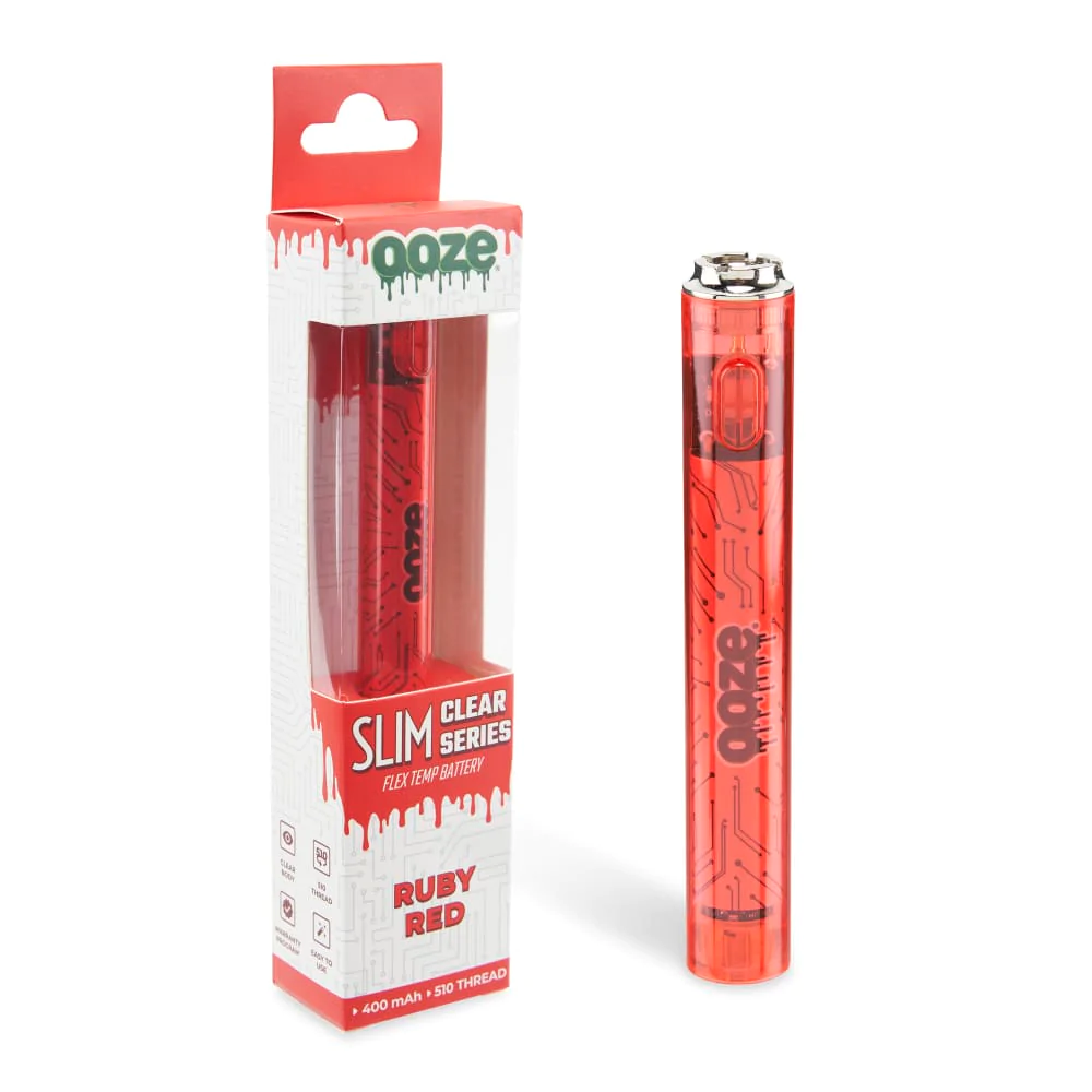 OOZE SLIM CLEAR SERIES VAPE PEN 400MAH RUBY RED Empire Smoke Distributors