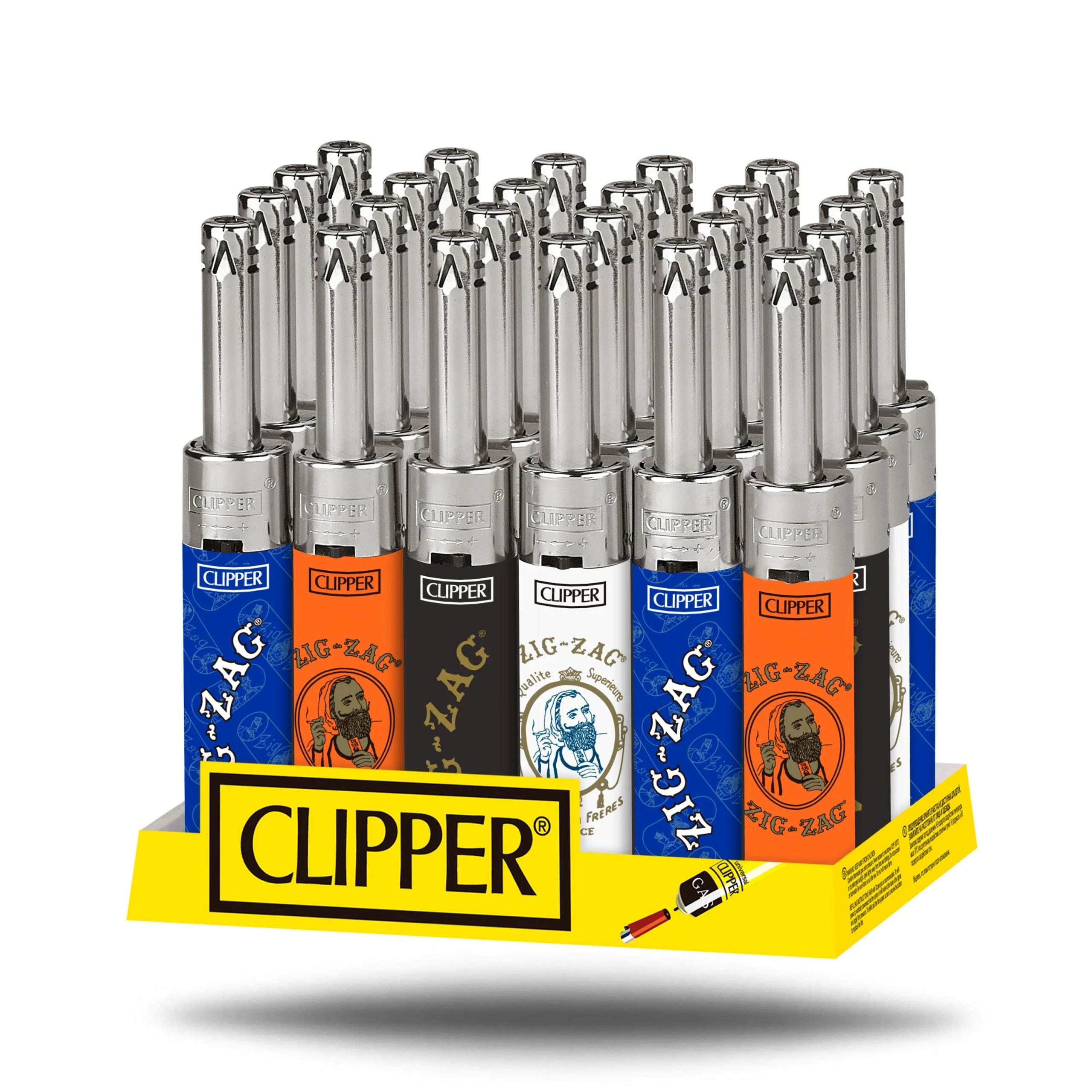CLIPPER LIGHTER MINI TUBE ZIG ZAG CHROME TOP 24CT DISPLAY Empire