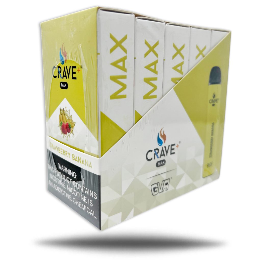 CRAVE PLUS MAX DISPOSABLE 2500PF STRAWBERRY BANANA 5% NIC -BOX OF 10 ...