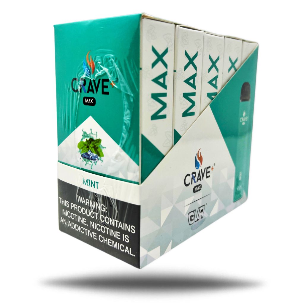 CRAVE PLUS MAX DISPOSABLE 2500PF MINT 5 NIC BOX OF 10 Empire Smoke