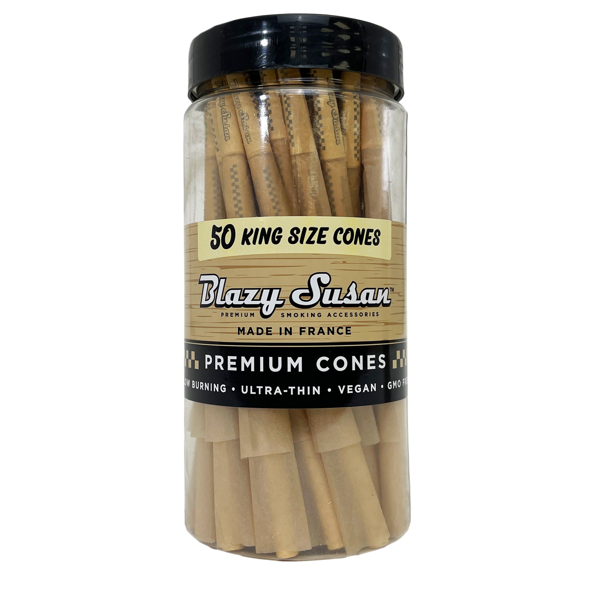 BLAZY SUSAN UNBLEACHED CONE KING SIZE 50CT JAR Empire Smoke Distributors