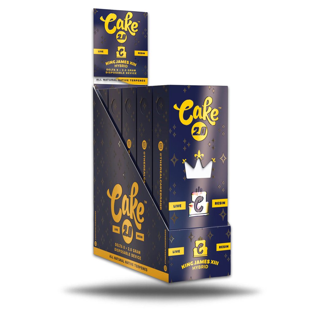 CAKE DELTA 8 LIVE RESIN DISPOSABLE 2GM KING JAMES XIII (HYBRID) BOX
