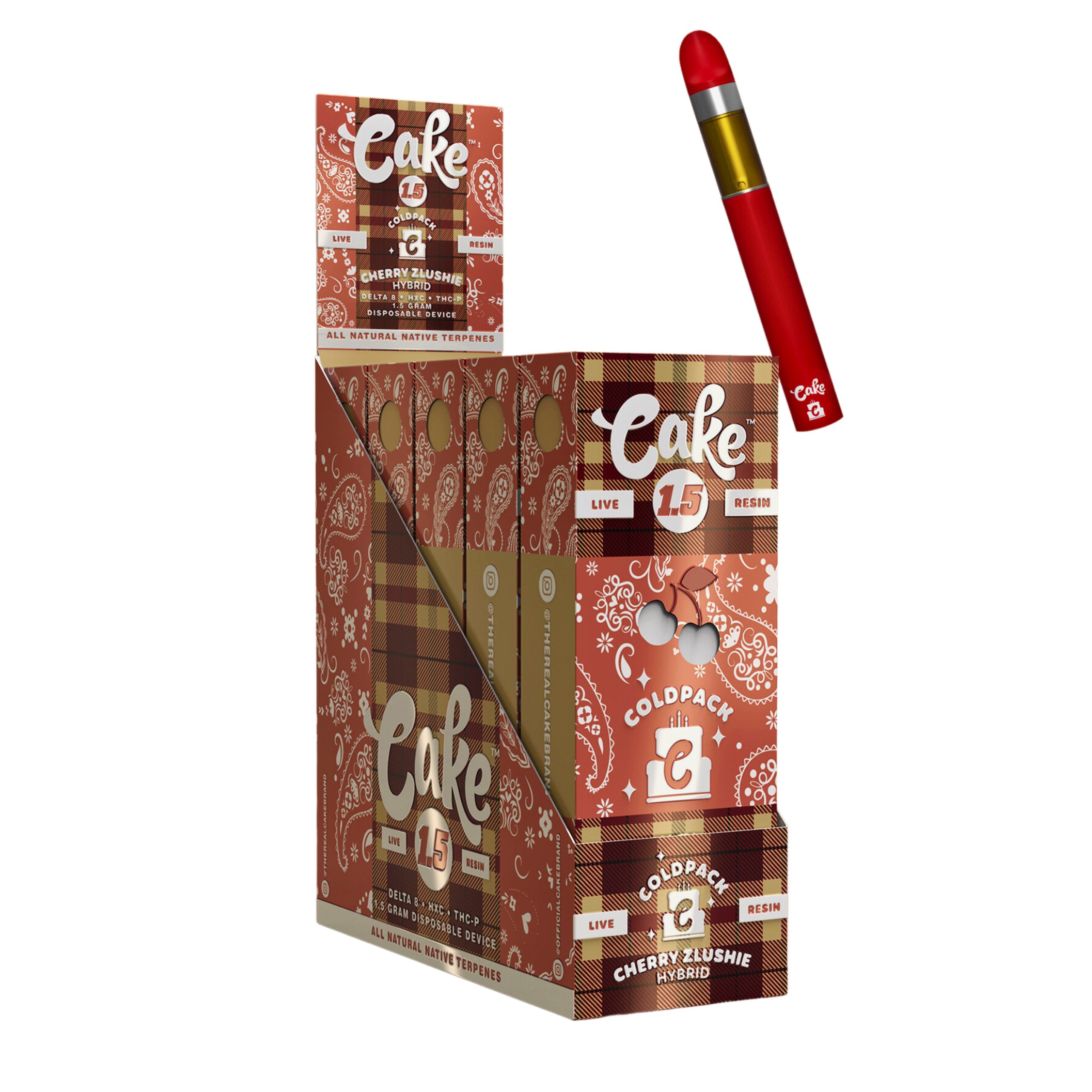 CAKE COLD PACK LIVE RESIN DELTA 8 HXC THCP DISPOSABLE 1.5GM CHERRY