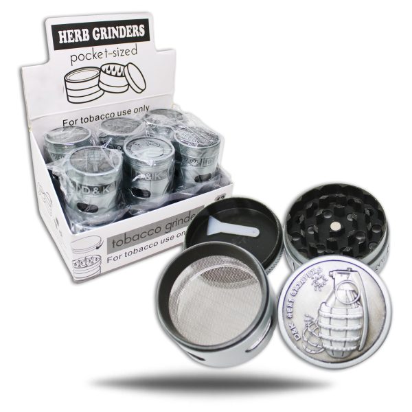 ETCHED LOGO GRENADE & SKULL MIXED GRINDER 4 PART 50MM BOX OF 12