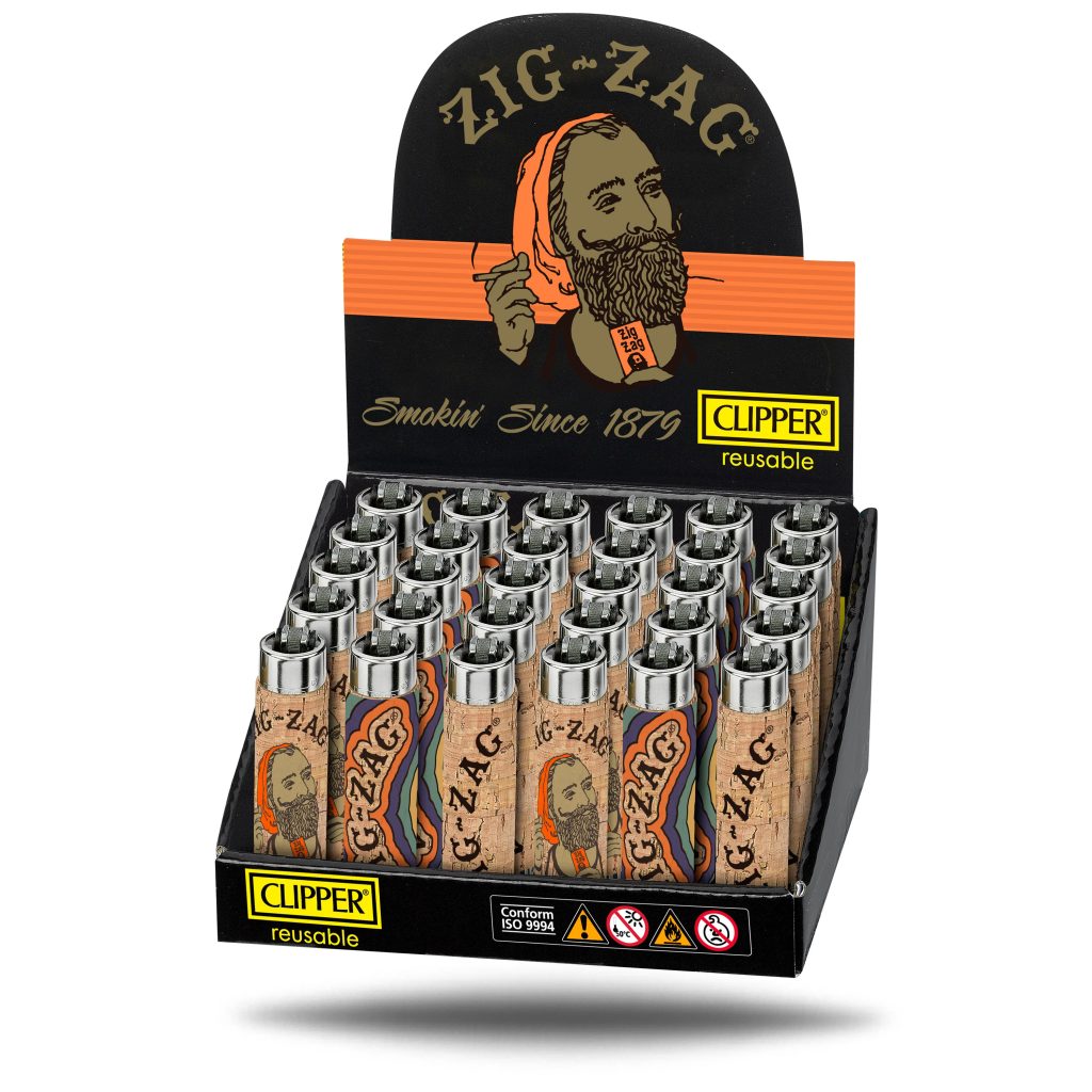 CLIPPER LIGHTER ZIG ZAG CORK 30CT DISPLAY Empire Smoke Distributors