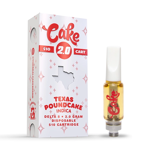 CAKE DELTA 8 510 CARTRIDGE 2GM TEXAS POUNDCAKE (INDICA) BOX OF 5