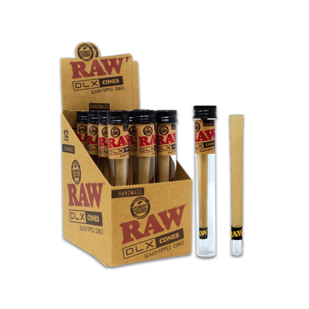 RAW DLX CONES GLASS TIPPED - Empire Smoke Distributors