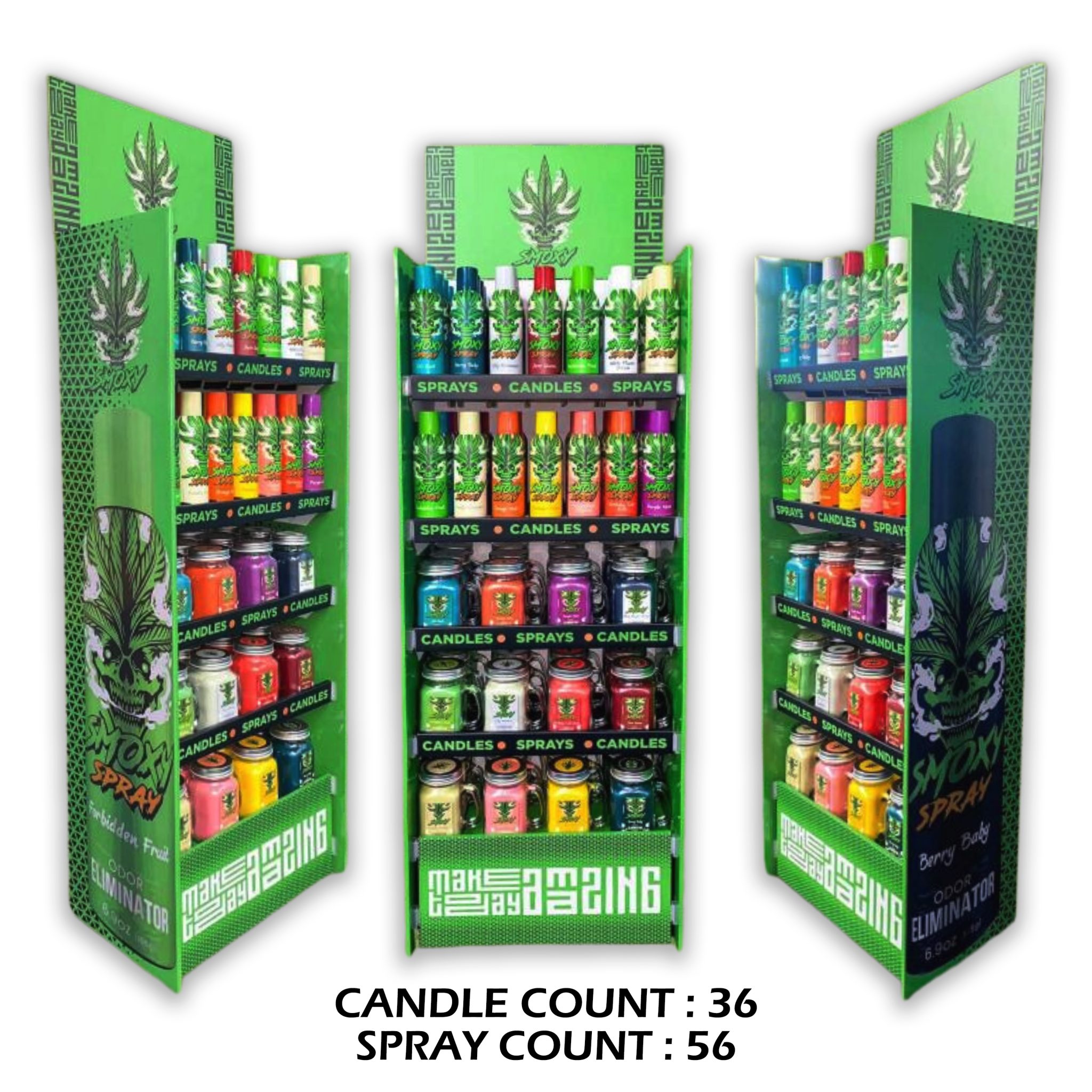 SMOXY CANDLE 13OZ 36 PCS & SPRAY 6.9OZ 56 PCS DISPLAY Empire Smoke