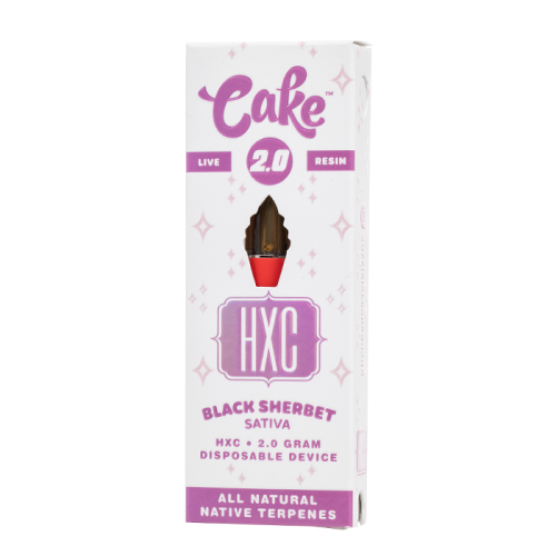 CAKE HXC LIVE RESIN DISPOSABLE 2GM BLACK SHERBET (SATIVA) BOX OF 5