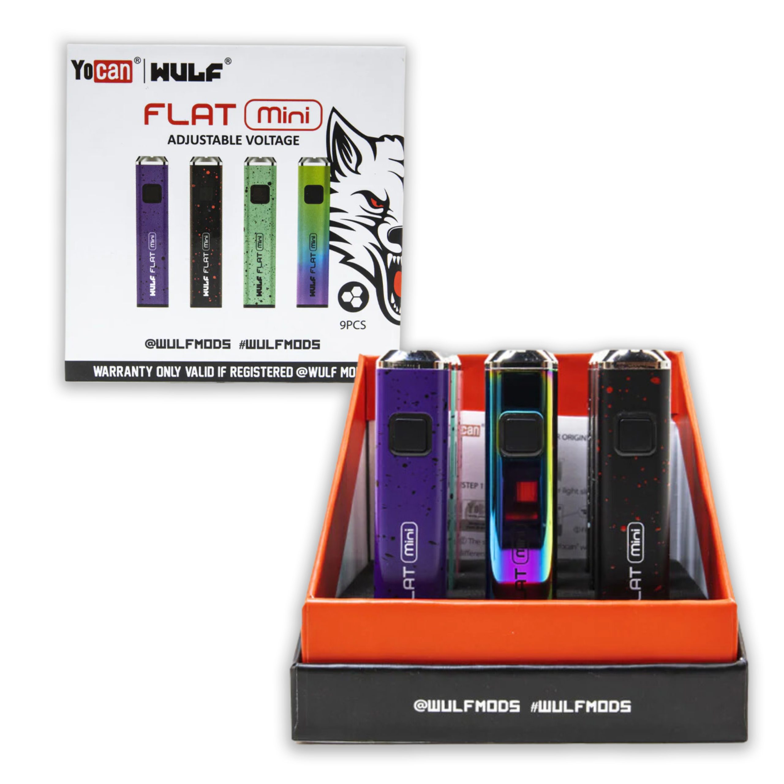 WULF FLAT MINI CARTRIDGE VAPORIZER 9PK DISPLAY Empire Smoke Distributors