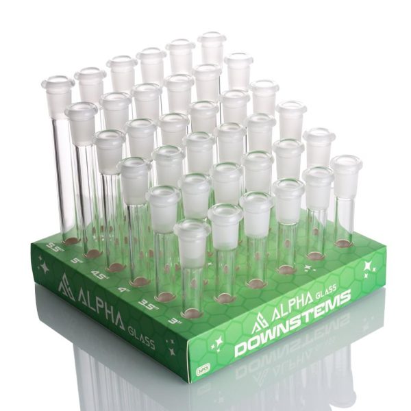 ALPHA GLASS DOWNSTEMS MIXED SIZE 36CT DISPLAY BOX (3”3.5”4”4.5”5”5.5”) 6 PCS EACH SIZE