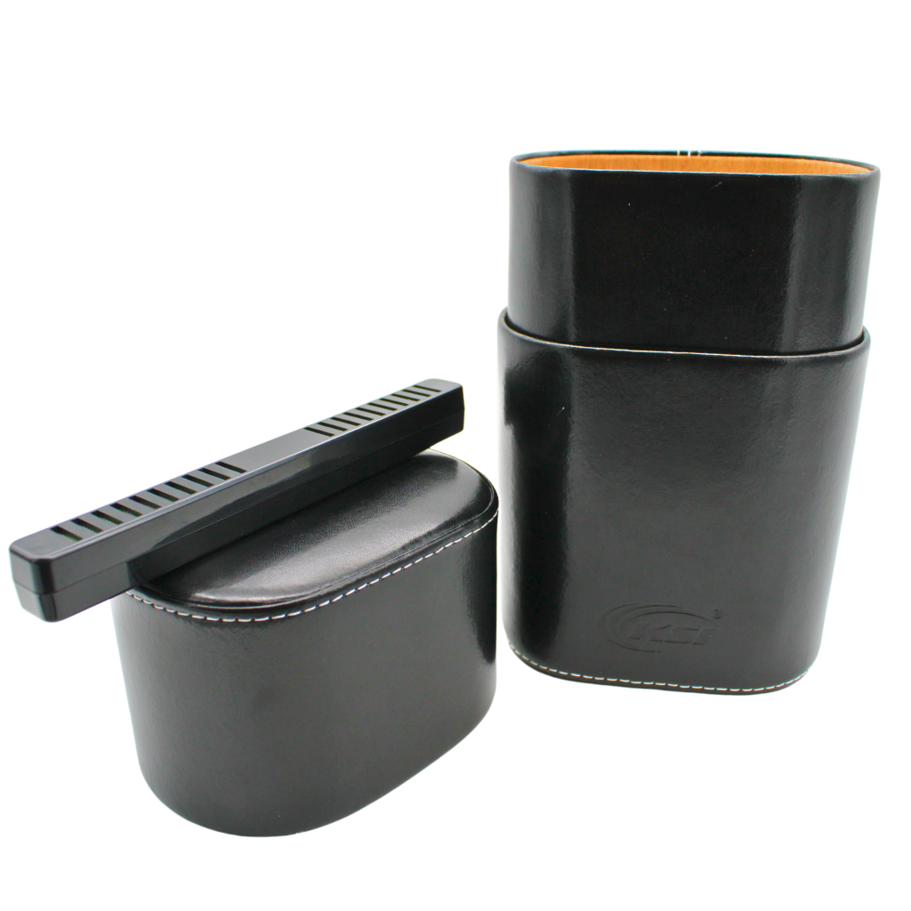 KINGSTAR BONDED LEATHER CIGAR HOLDER WITH HUMIDIFIER BLACK Empire