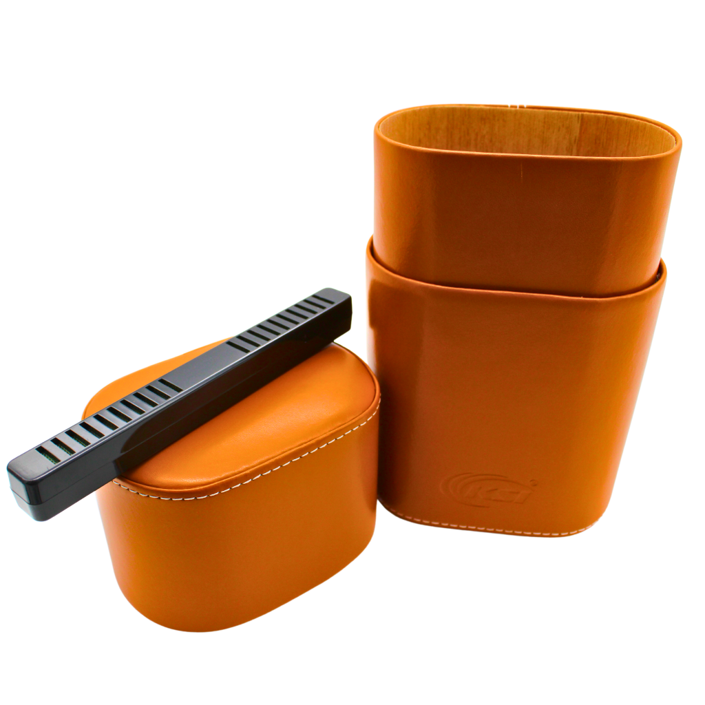KINGSTAR BONDED LEATHER CIGAR HOLDER WITH HUMIDIFIER BROWN Empire