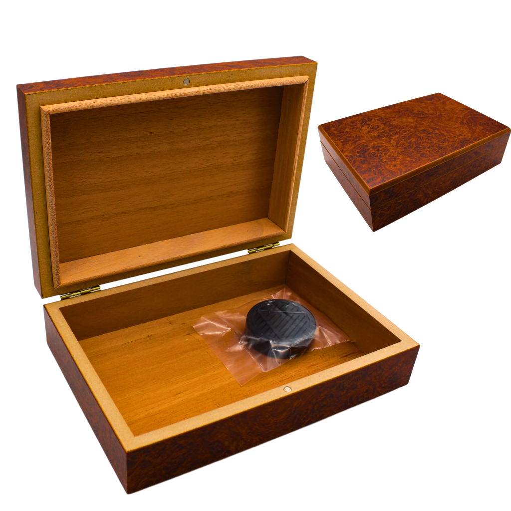 KINGSTAR BURL WOOD TRAVEL HUMIDOR WITH HUMIDIFIER BOX Empire Smoke