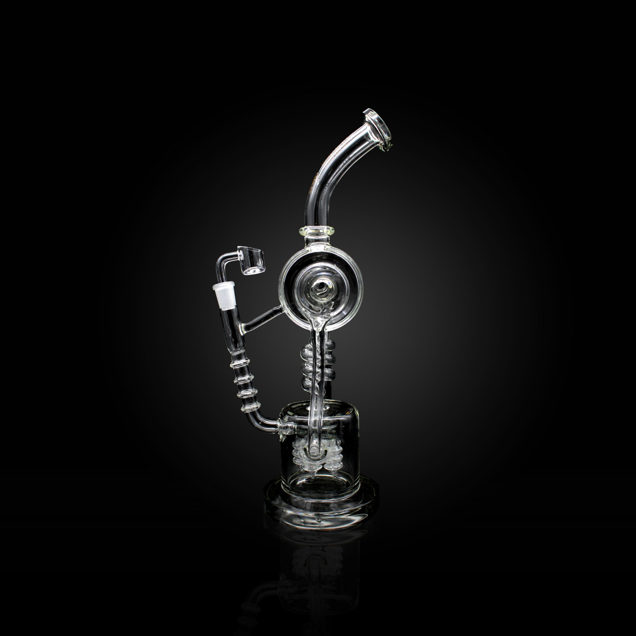 14'' DOUBLE ARM RECYCLER URBAN GLASS WATER PIPE CLEAR BLACK Empire