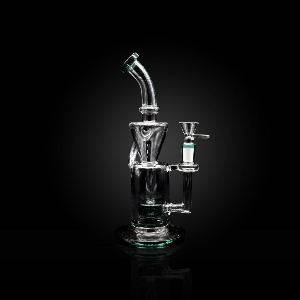 10'' CURVED NECK URBAN GLASS WATER PIPE TEAL Empire Smoke Distributors