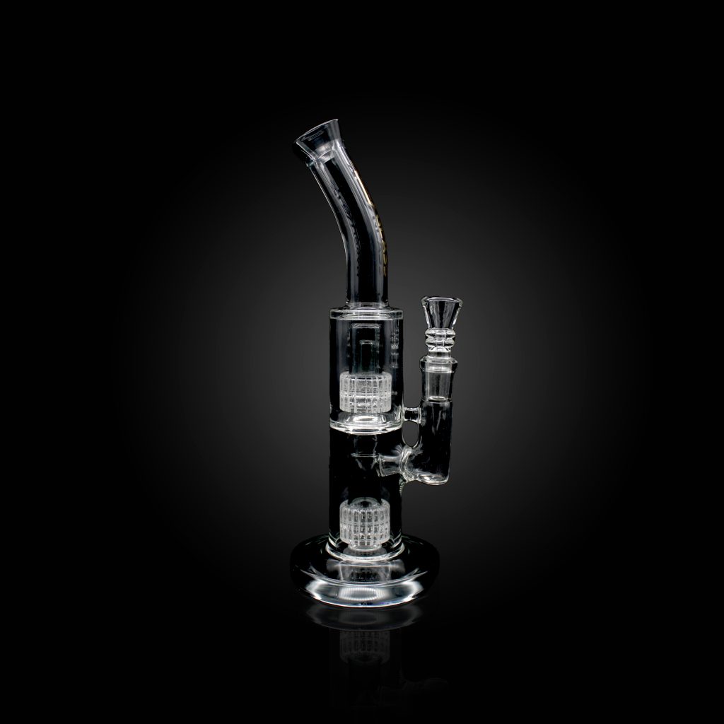 10'' URBAN GLASS DOUBLE PERC MATRIX BEND WATER PIPE TEAL BLACK Empire