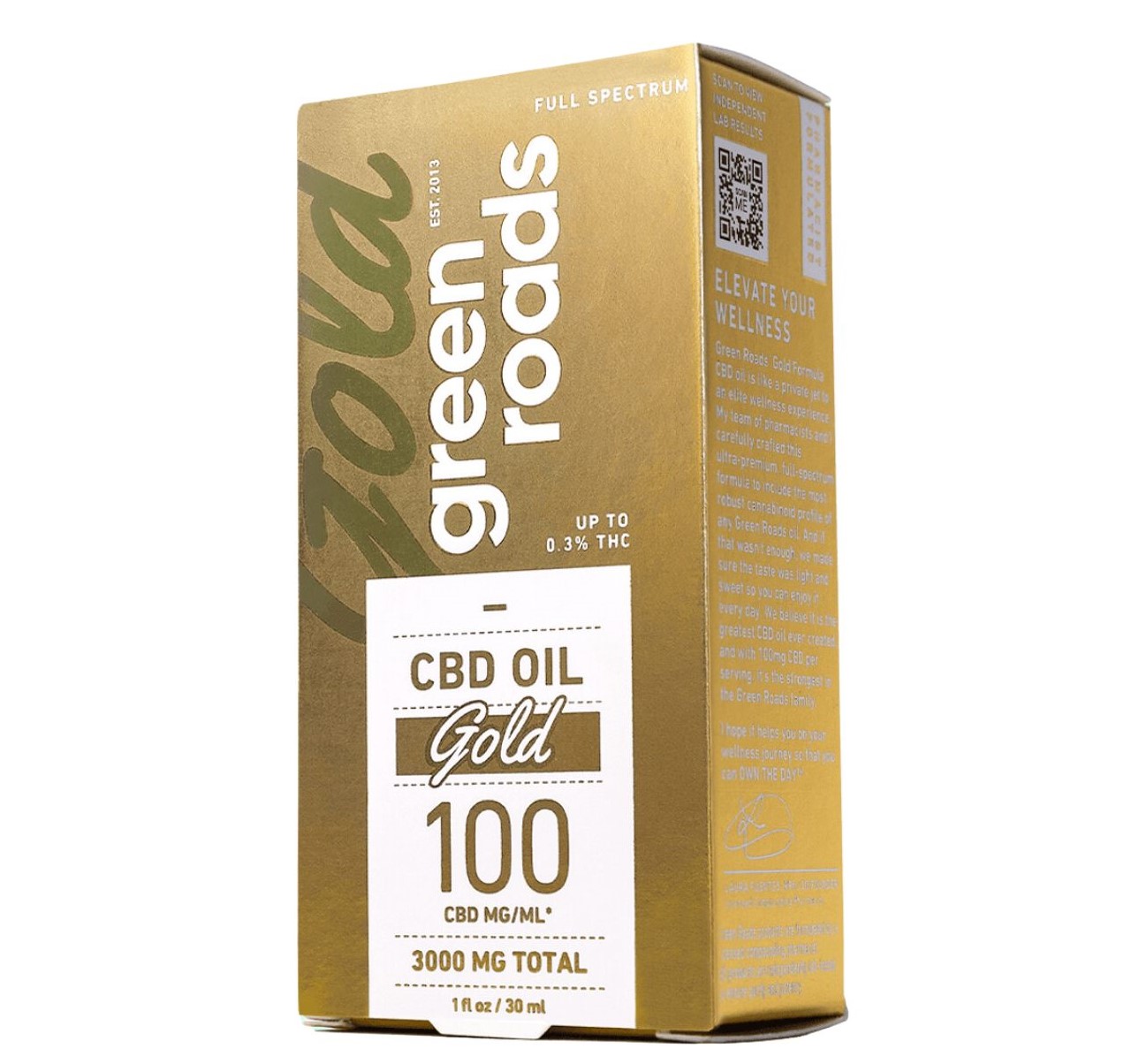 GREEN ROADS CBD OIL GOLD FULL SPECTRUM 3000MG 30ML Empire Smoke
