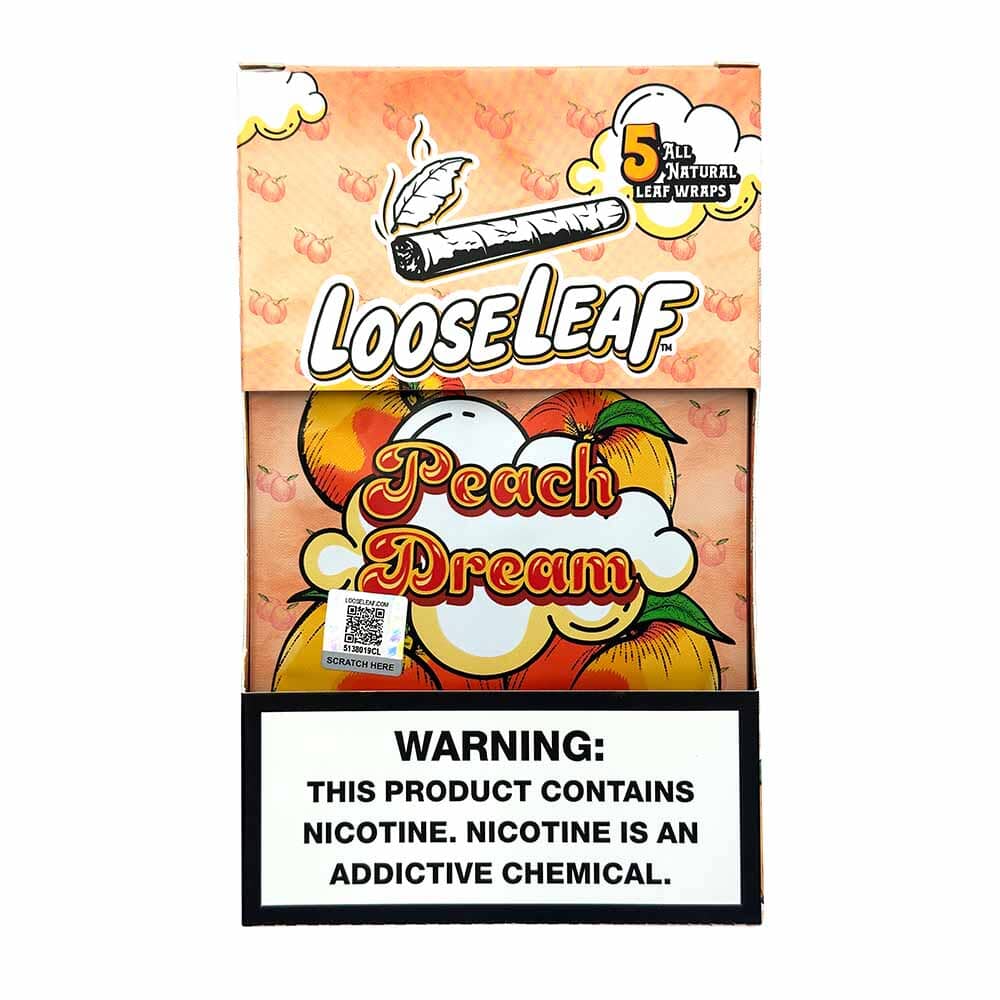 LOOSE LEAF NATURAL LEAF WRAPS PEACH DREAM 5CT PACK BOX OF 8 PACK