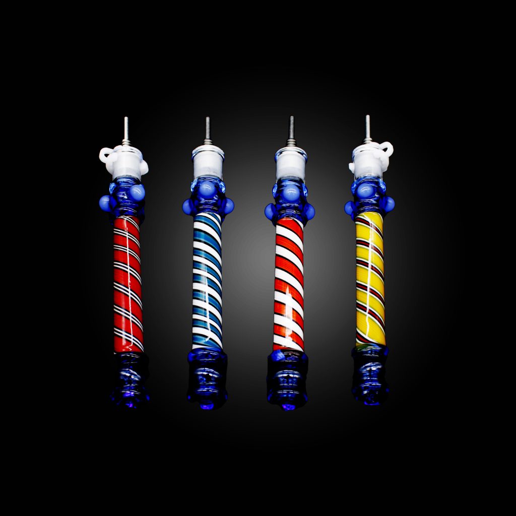 NECTAR COLLECTOR 5.7'' REVERSAL COLOR GLASS HONEY STRAW WITH THREE