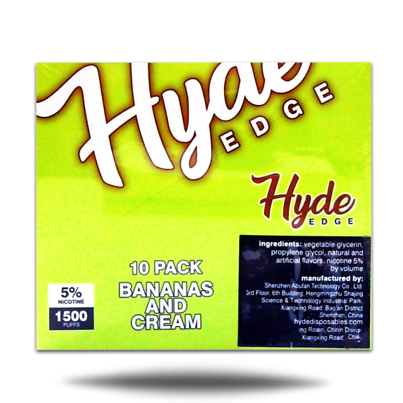 HYDE EDGE DISPOSABLE 1500PF BANANA AND CREAM BOX OF 10 Empire Smoke