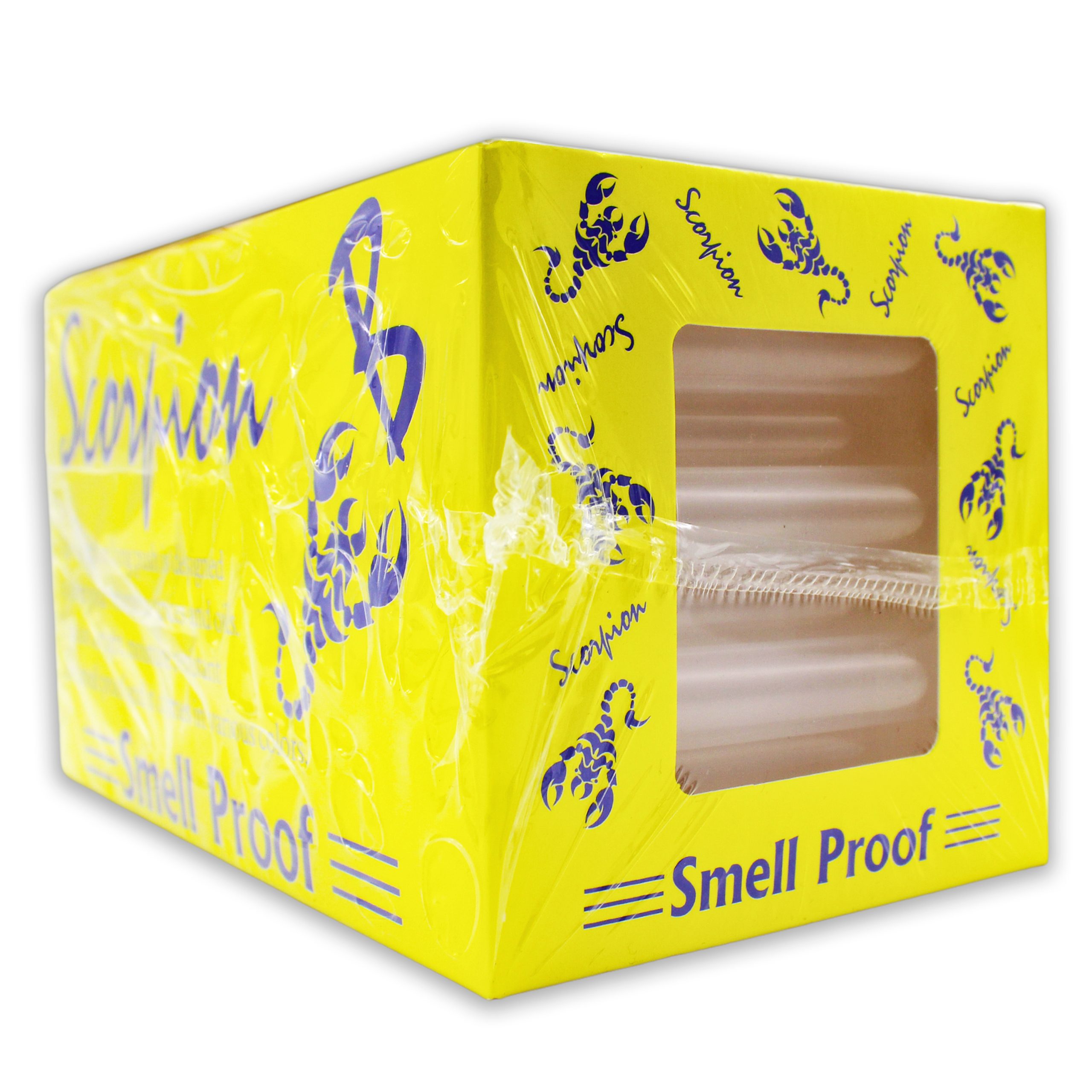 SCORPION SMELL PROOF TUBE CLEAR 100CT BOX - Empire Smoke Distributors
