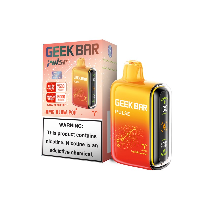 GEEK BAR PULSE DISPOSABLE 15000PF OMG BLOW POP -BOX OF 5 (7500PF PULSE ...