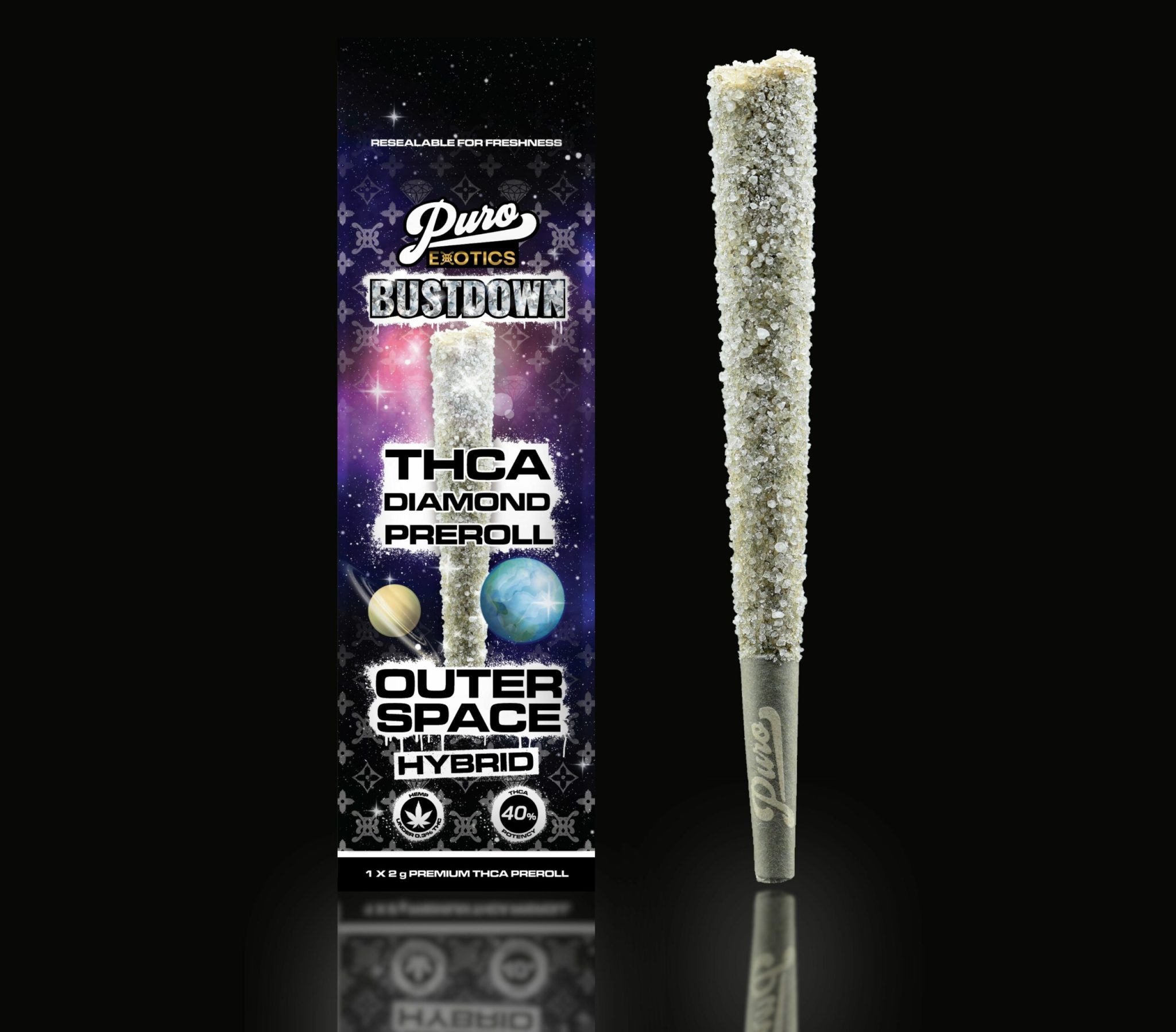 Puro Exotics Bustdown Thca Diamond Pre Roll 2gm Outer Space Hybrid