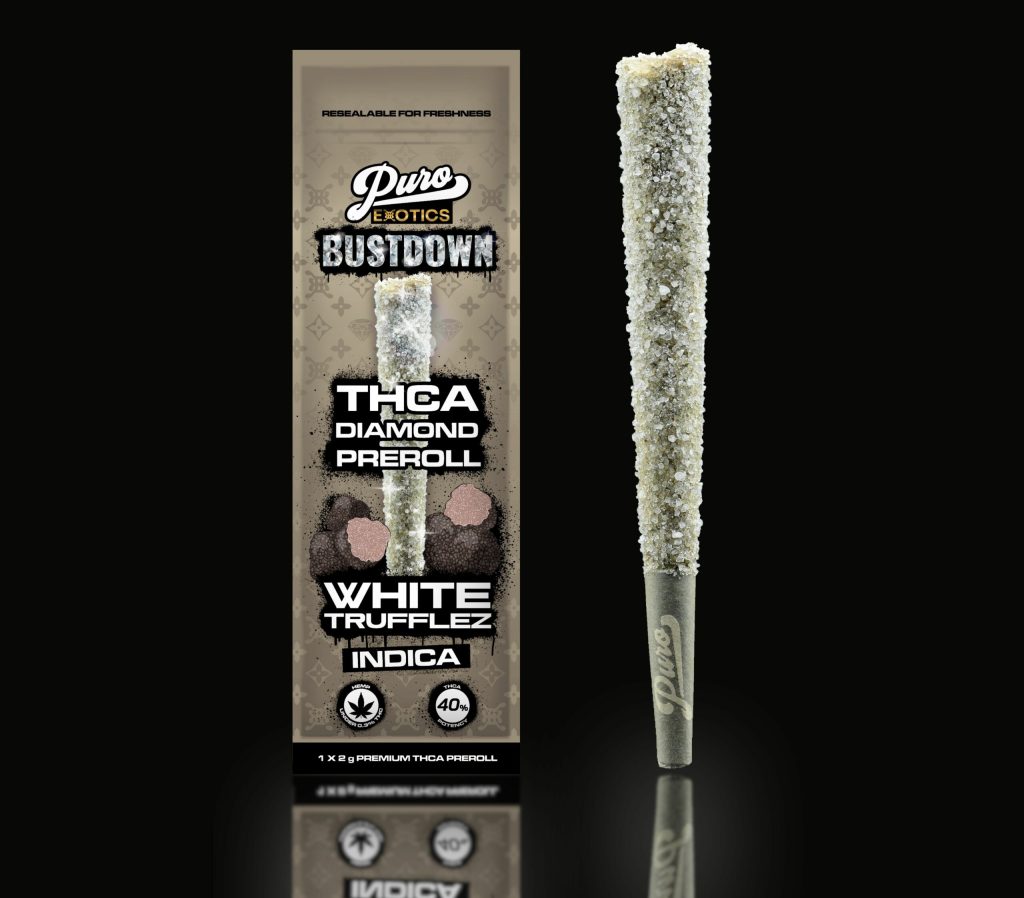 Puro Exotics Bustdown Thca Diamond Pre Roll 2gm White Trufflez Indica