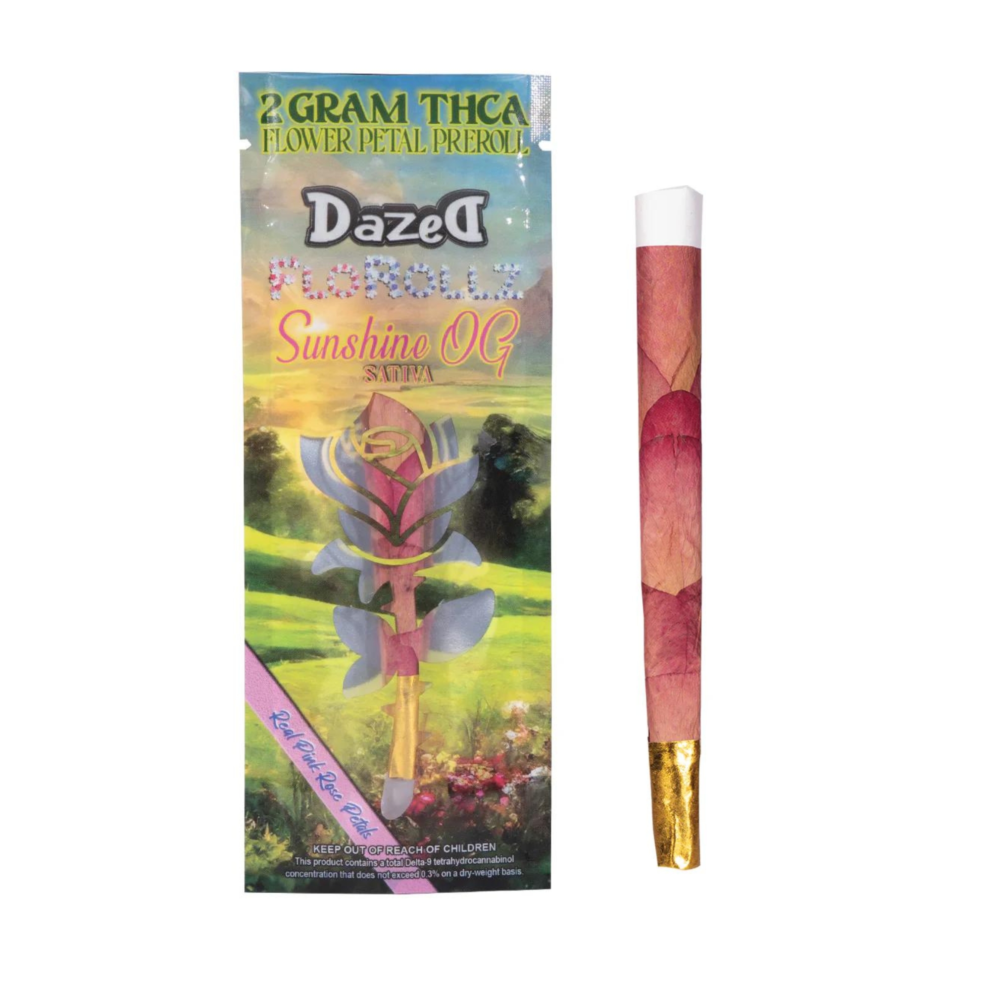 DAZED FLO ROLLZ THCA FLOWER PETAL PREROLL 2GM SUNSHINE OG (SATIVA