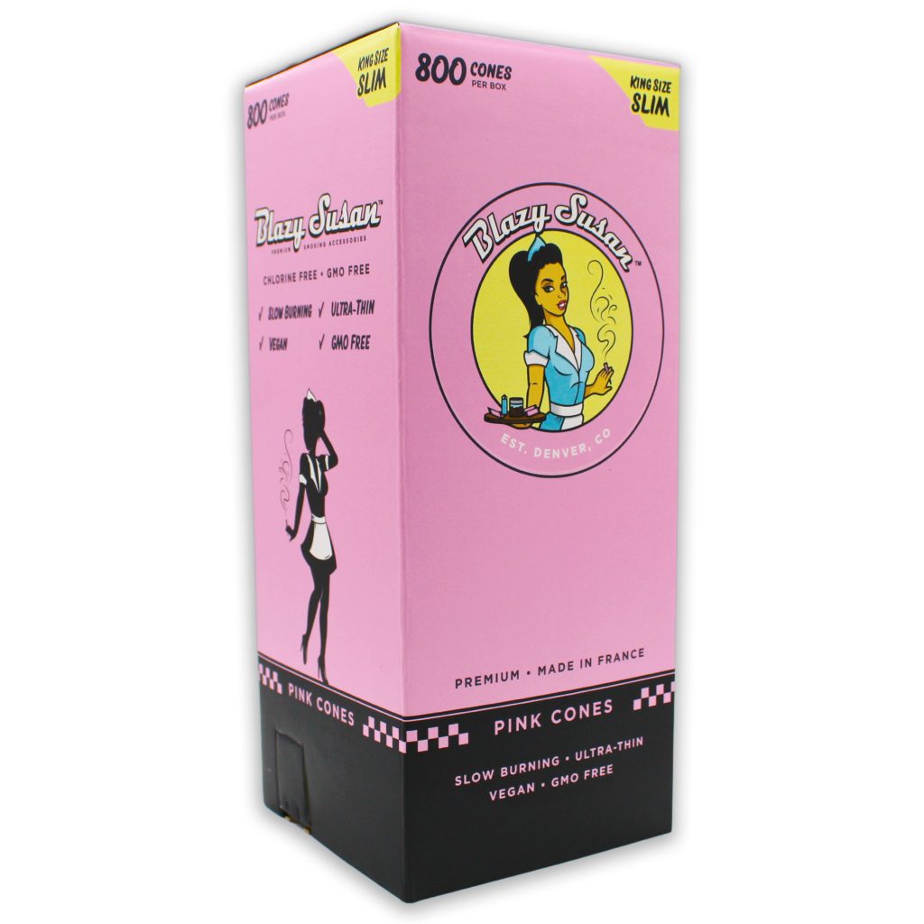 BLAZY SUSAN PINK CONE KING SIZE SLIM 800 CONE PER BOX – Empire Smoke ...