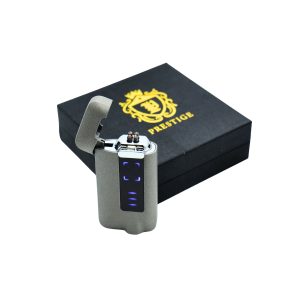 PRESTIGE ELECTRIC LIGHTER DOUBLE ARC WITH USB RECHARGE & LED TOUCH CONTROLS WINDPROOF GRAY (HB-018B-GRY)