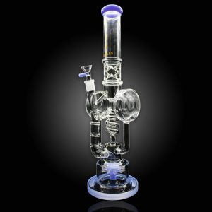 18'' ALPHA DOUBLE BARREL COIL SPRINKLE WATER PIPE SLIME BLUE