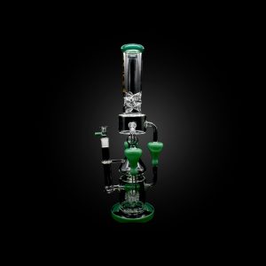 18'' ALPHA TRIPLE BELLS DESIGN OUTSIDE RECYCLER WITH QUADRUPLE SPRING PERCS & SWISS CATCHERS HANGERS GREEN A