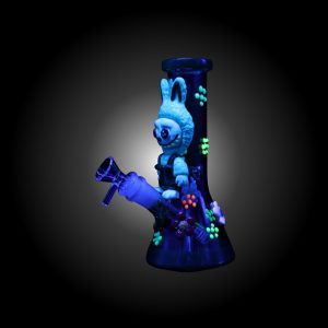 8'' 3D LBUBU HAND PAINTED BEAKER WATER PIPE GLOW IN DARK GREEN