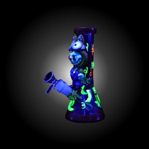 8'' 3D LBUBU HAND PAINTED BEAKER WATER PIPE GLOW IN DARK ORANGE