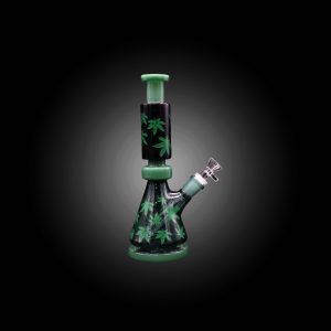 10.5'' MULTI CHARACTER LEAF PRINTED BEAKER WATER PIPE MILKY GREEN