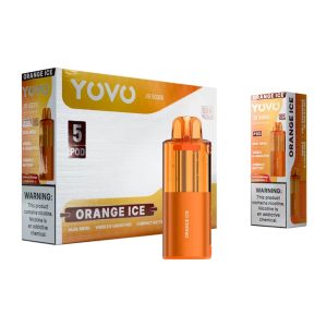 YOVO DISPOSABLE POD JB50000PF ORANGE ICE -BOX OF 5 (AIRFLOW & WATTAGE ADJUSTABLE & POD WITH 600MAH BATTERY)