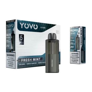 YOVO DISPOSABLE POD JB50000PF FRESH MINT -BOX OF 5 (AIRFLOW & WATTAGE ADJUSTABLE & POD WITH 600MAH BATTERY)